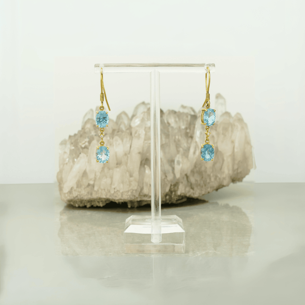 Blue Studded Sapphire Dangle Earrings for Women