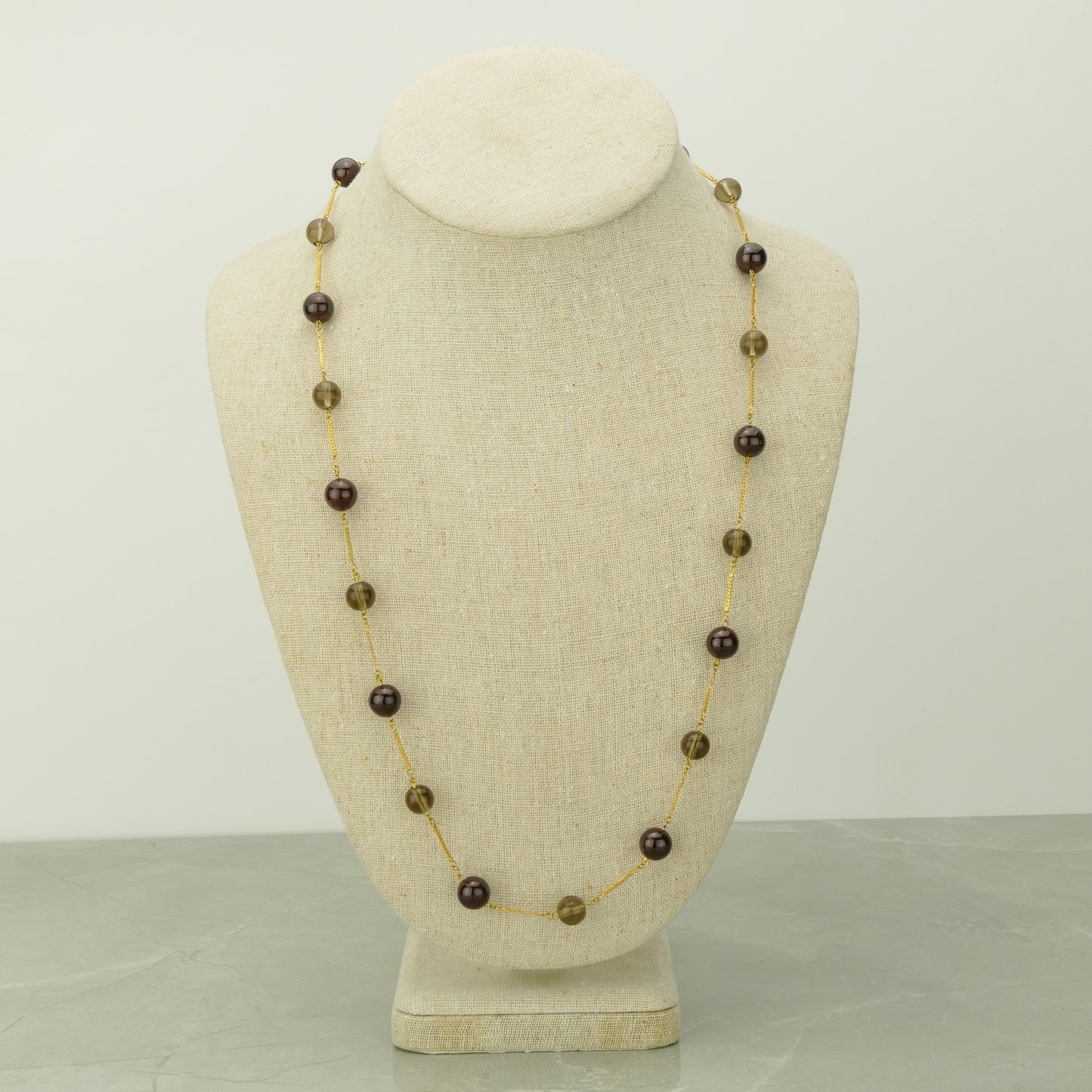 Garnet and Smoky Quartz Necklace