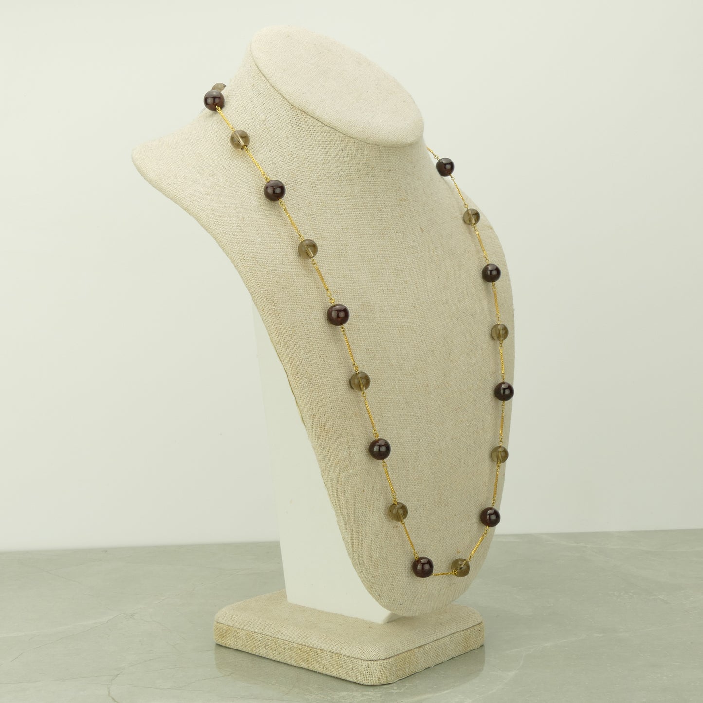 Garnet and Smoky Quartz Necklace