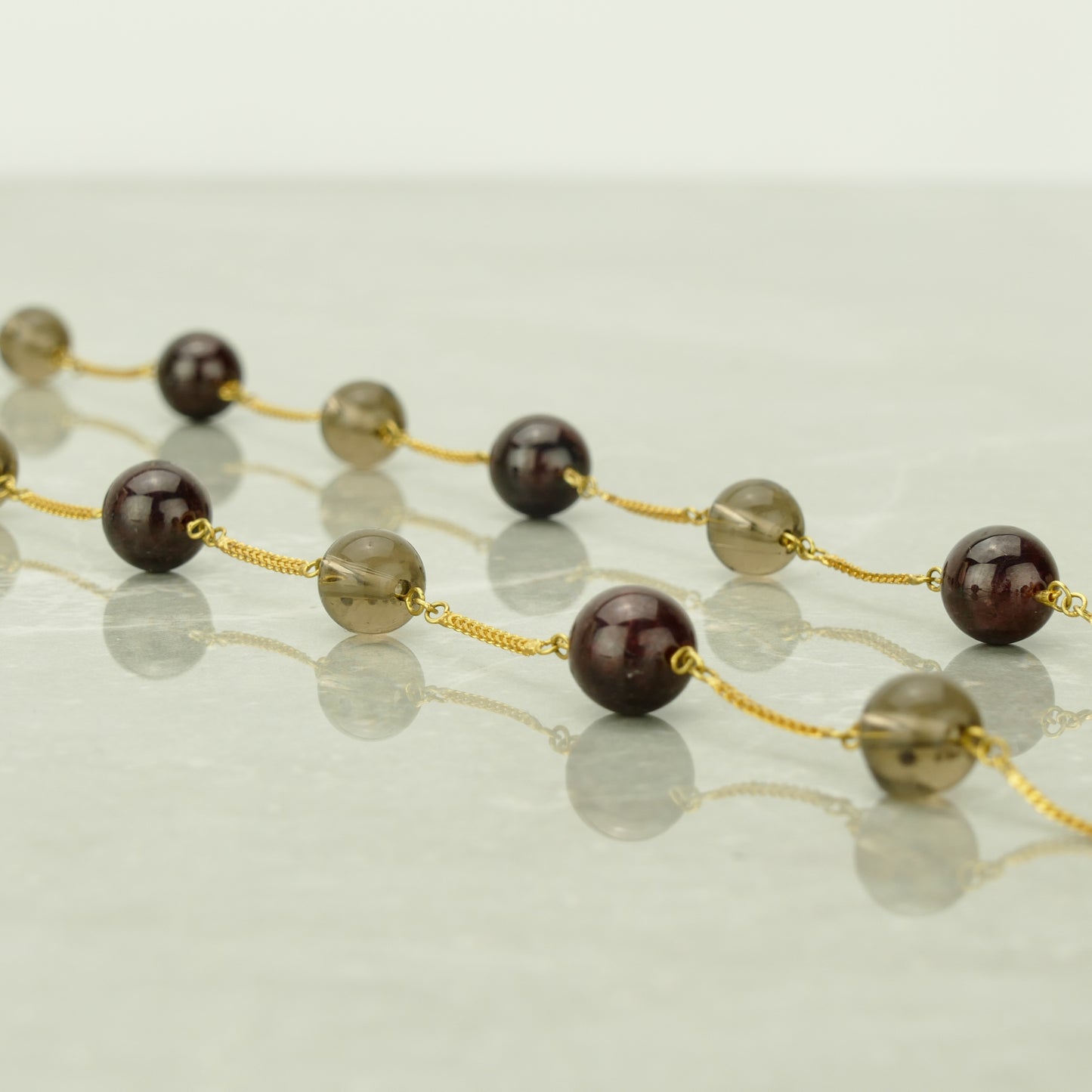Garnet and Smoky Quartz Necklace
