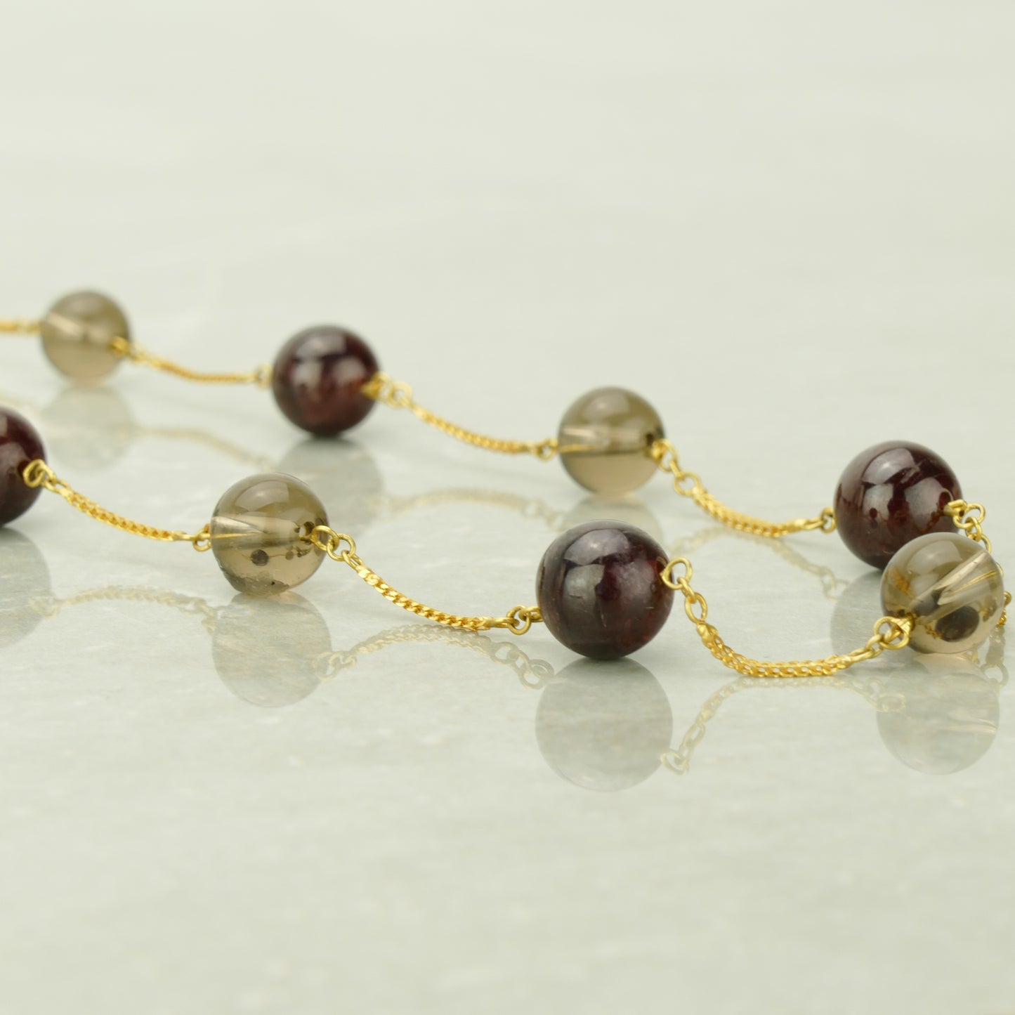 Garnet and Smoky Quartz Necklace