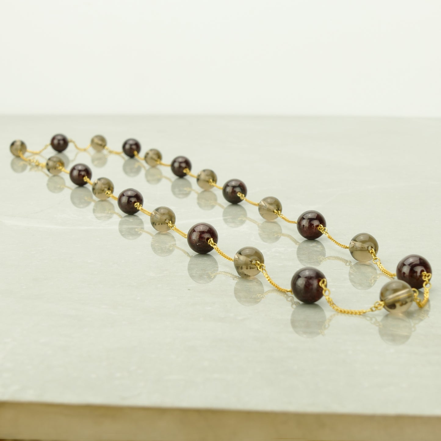 Garnet and Smoky Quartz Necklace