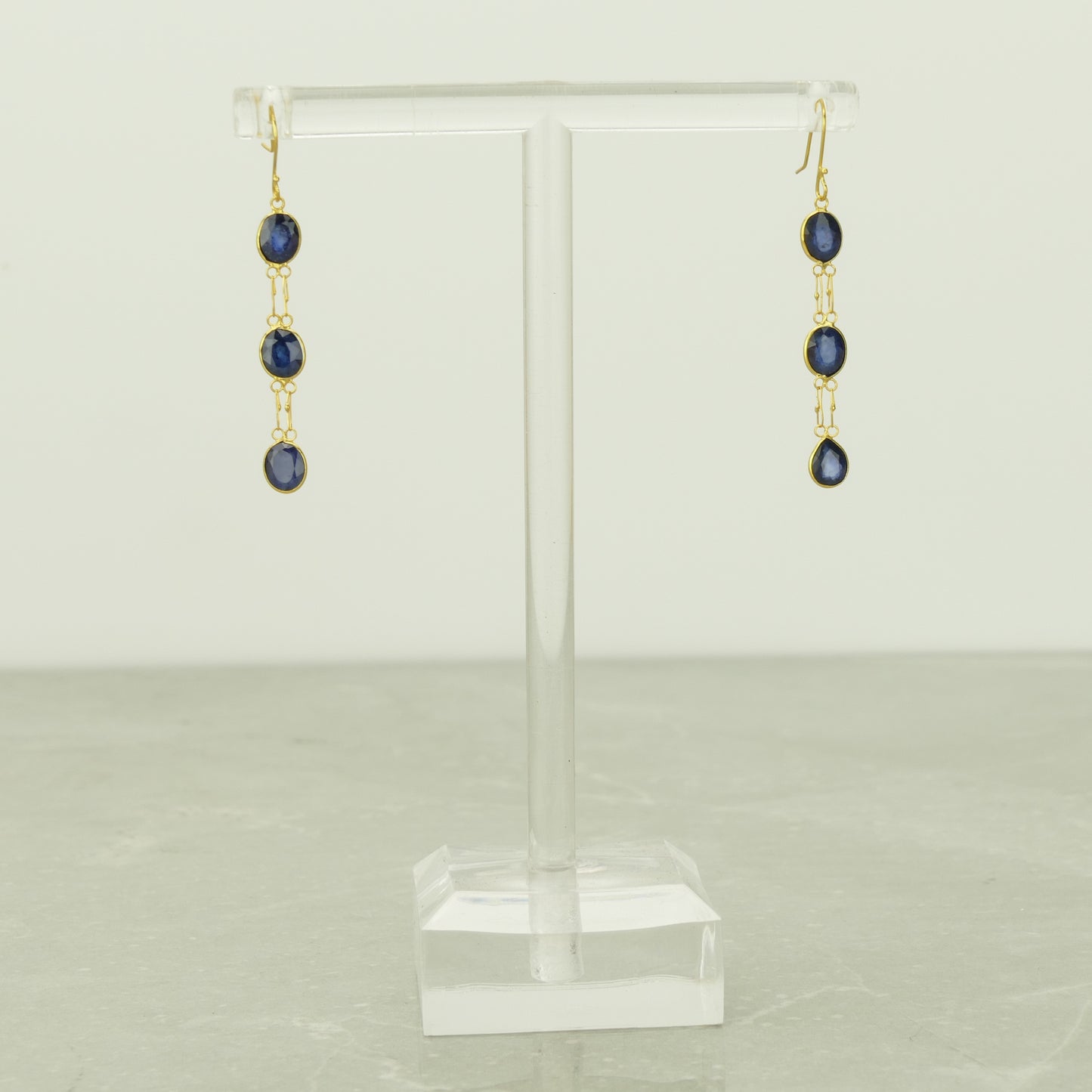 Sapphire Earrings, Handcrafted, 14ct Gold