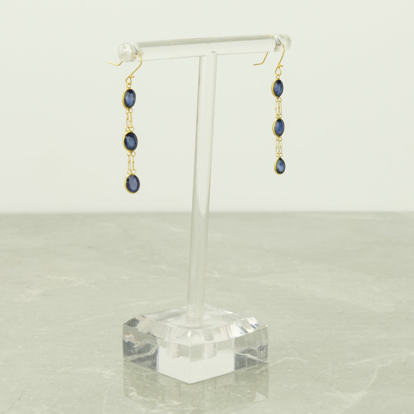 Sapphire Earrings, Handcrafted, 14ct Gold