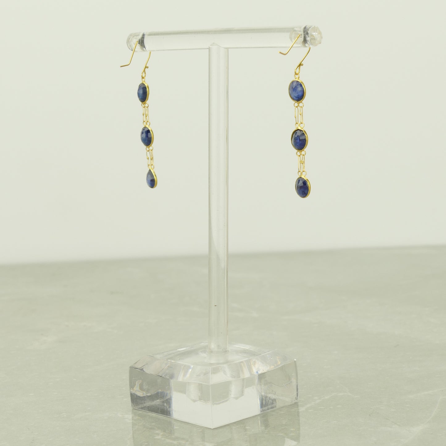 Sapphire Earrings, Handcrafted, 14ct Gold