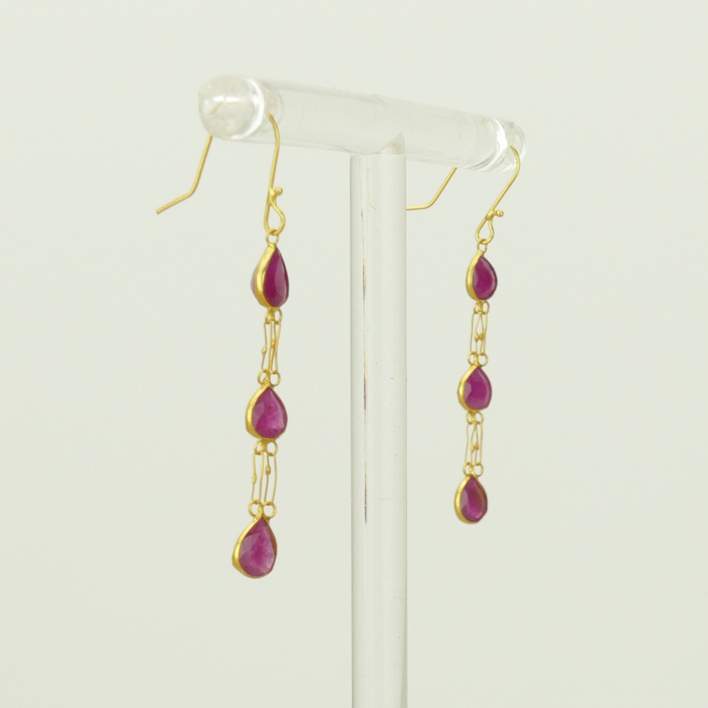 Ruby-Pear Dangle Earrings