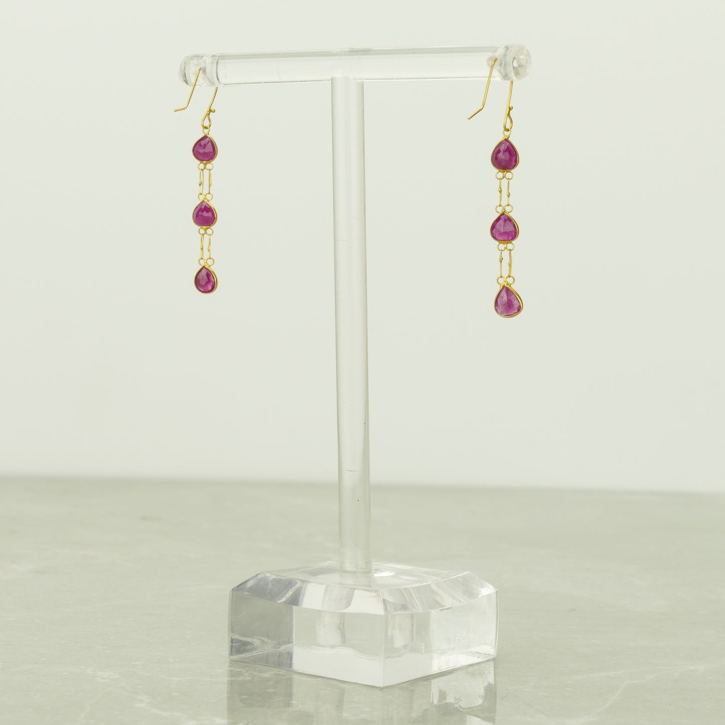 Ruby-Pear Dangle Earrings
