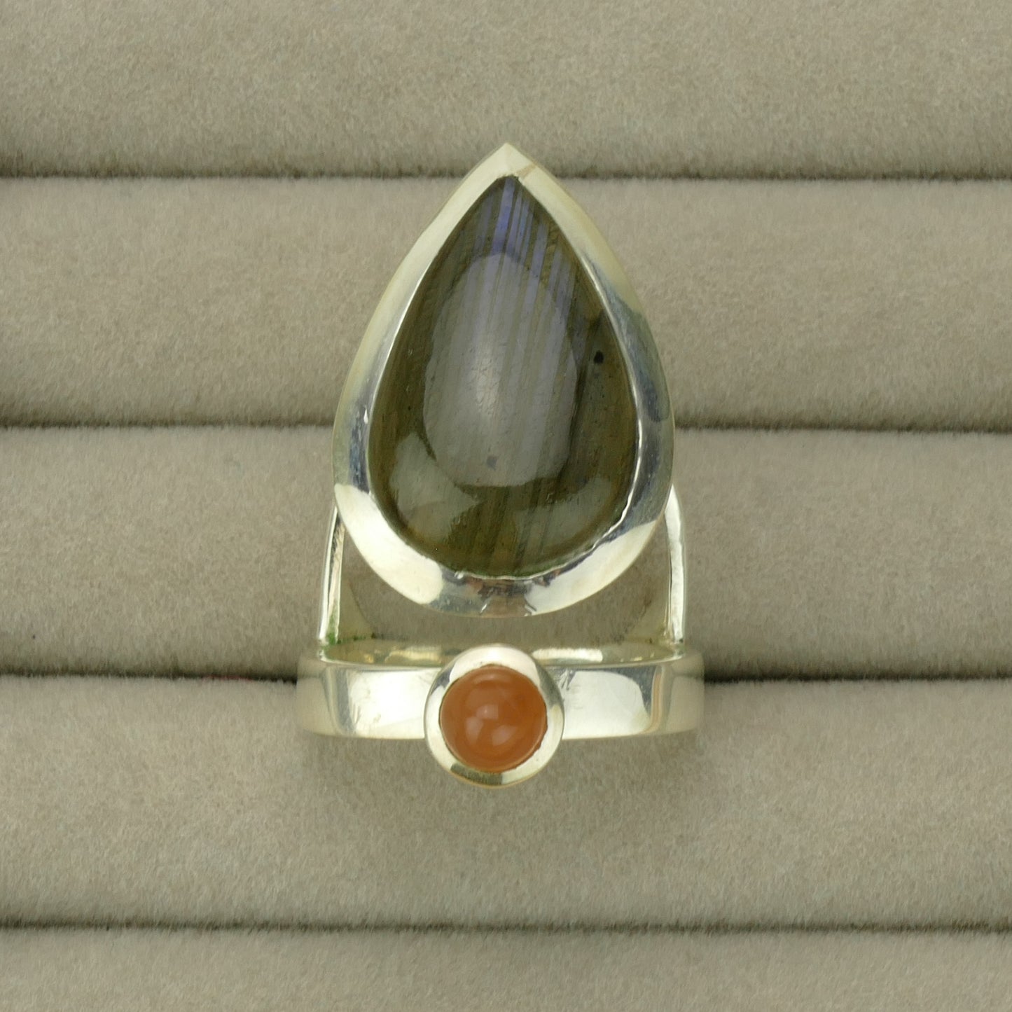 Labradorite & Red Moonstone Ring