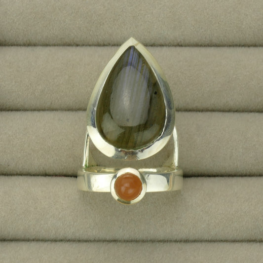 Labradorite & Red Moonstone Ring