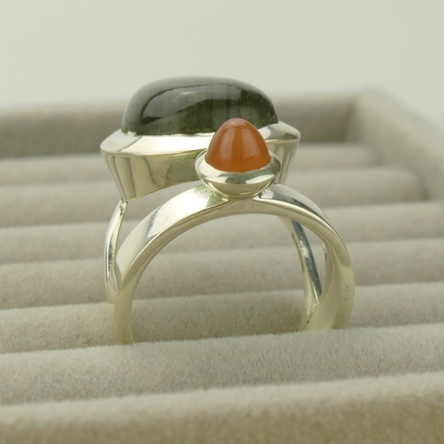 Labradorite & Red Moonstone Ring