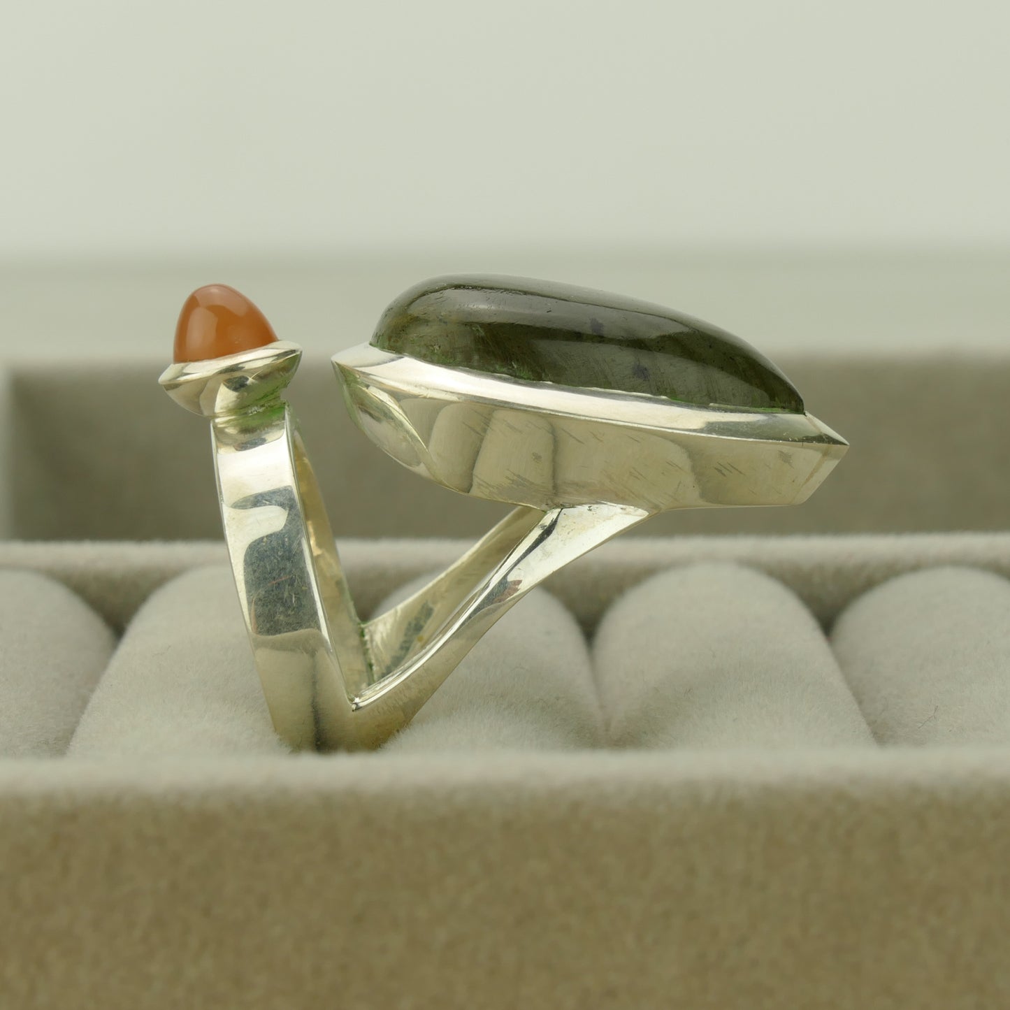 Labradorite & Red Moonstone Ring