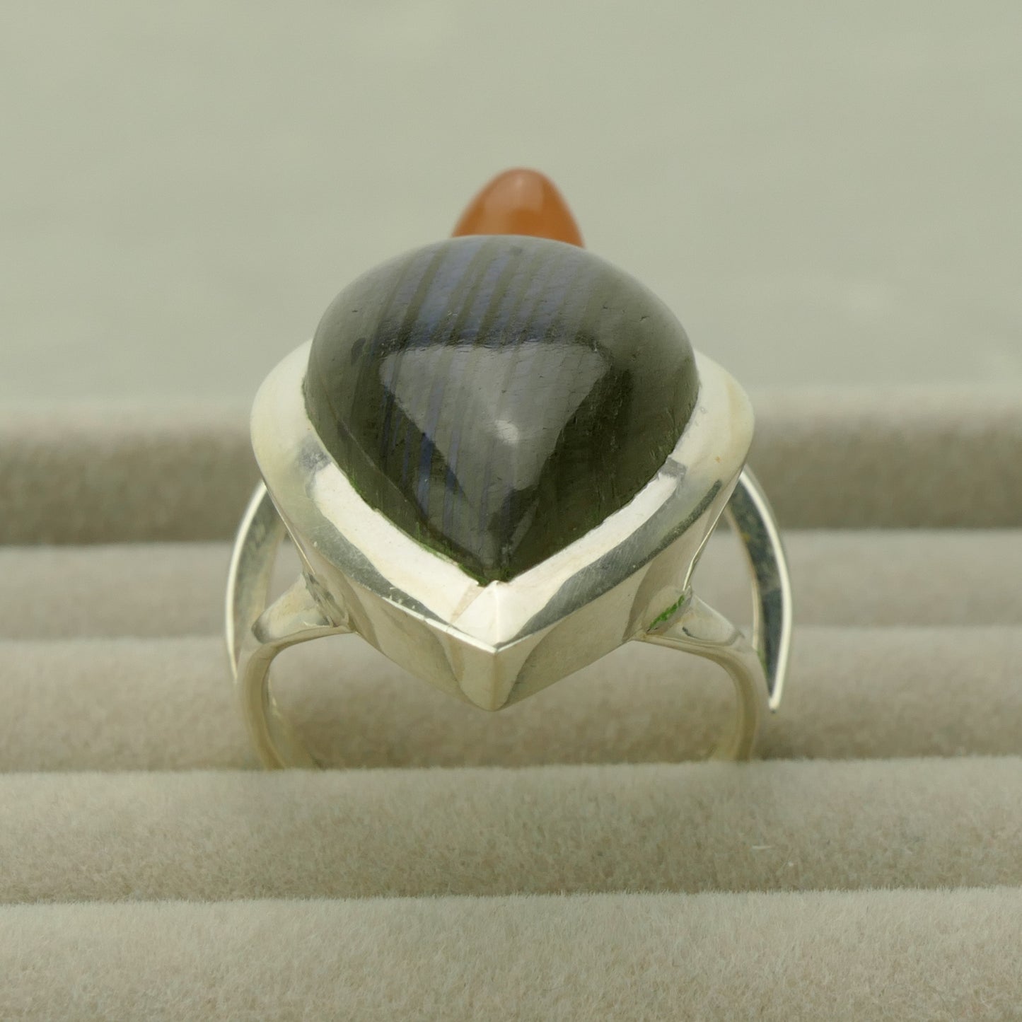 Labradorite & Red Moonstone Ring