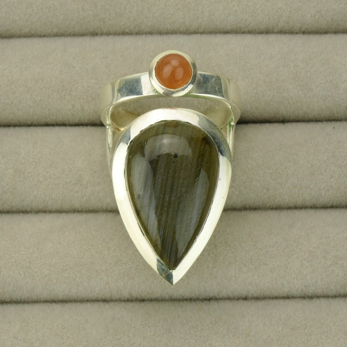Labradorite & Red Moonstone Ring