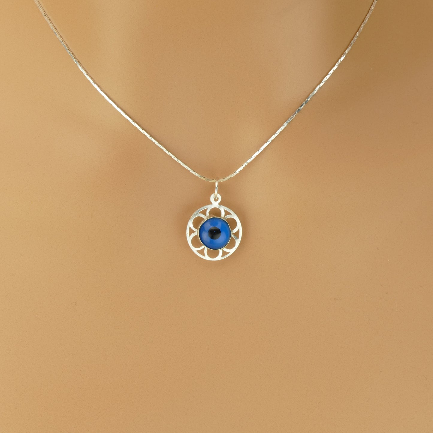 Floral Evil Eye Pendant
