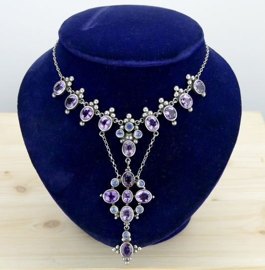 Amethyst & Blue Moonstone Necklace