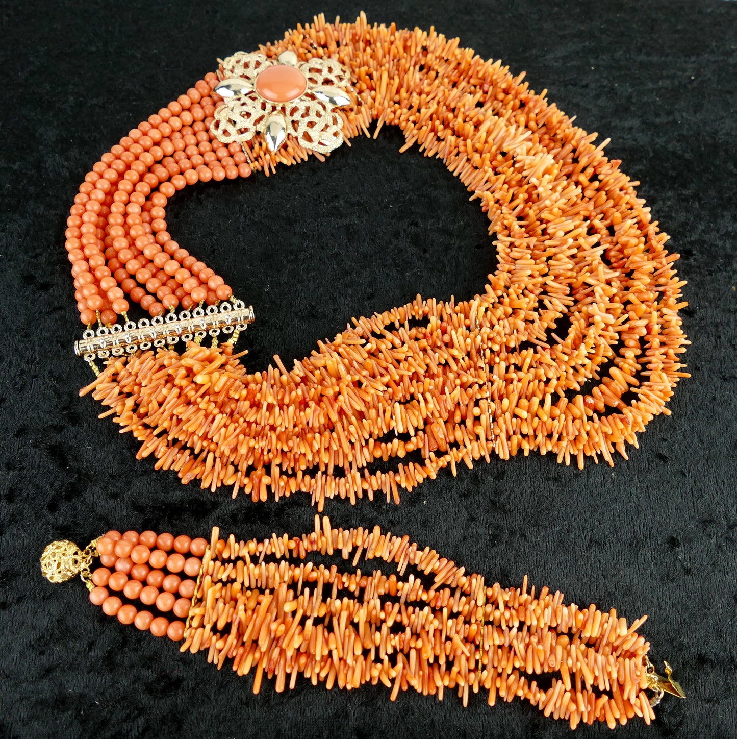 Red Coral Necklace & Bracelet Set