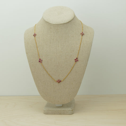 Ruby Cross Shapes Necklace