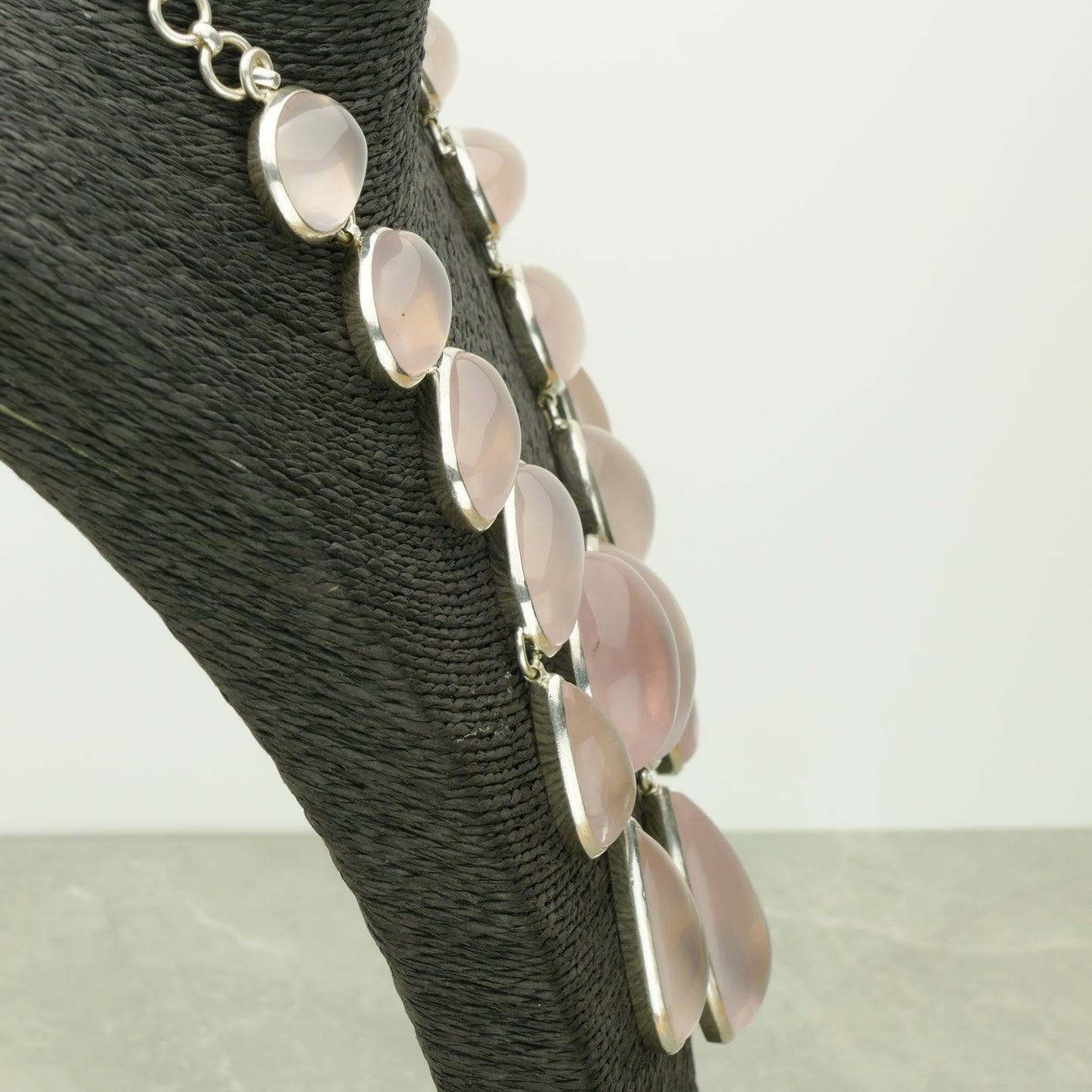 Rose Quartz Silver Nekclace