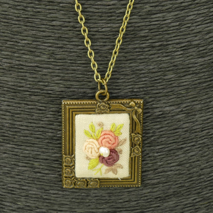 Needlework Floral Embroidered Necklace