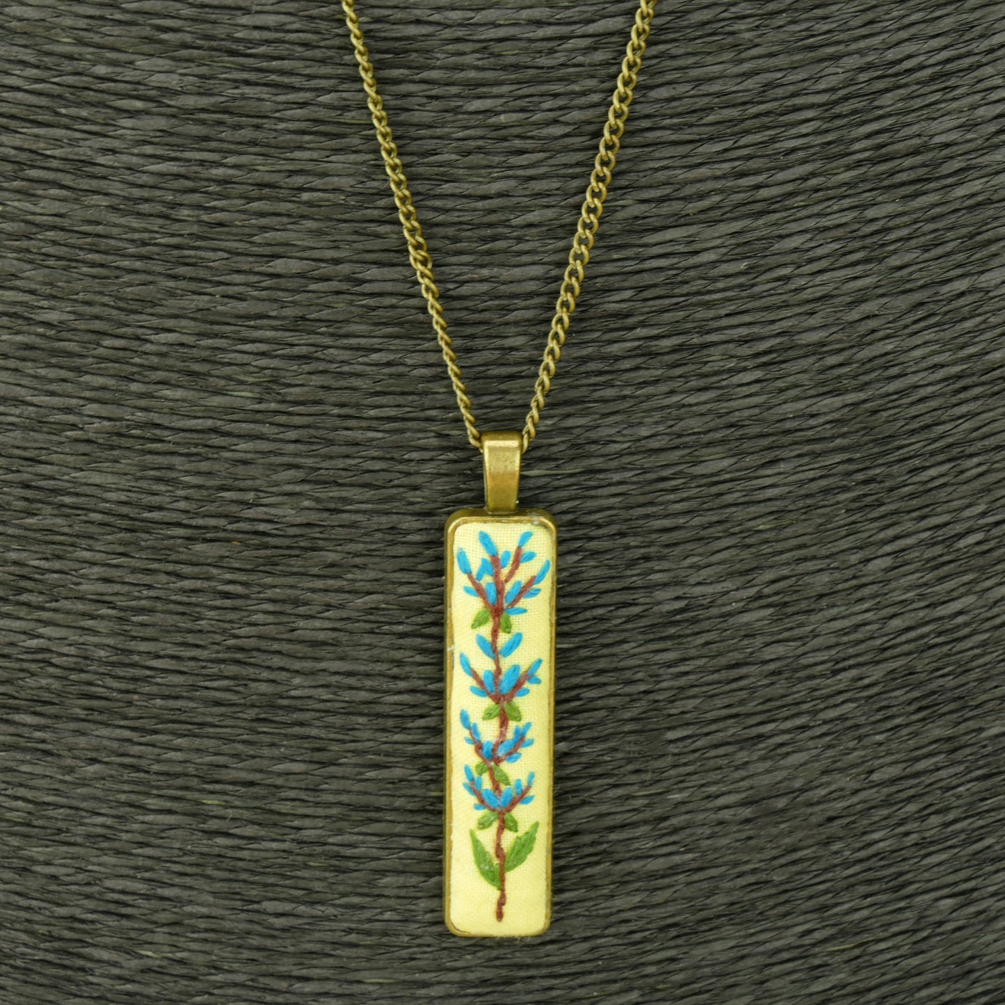 Needlework Floral Rectangular Necklace